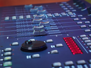 Close up of a studio controller. A music and video production concept 