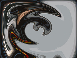 Abstract contrast round spinning rendered oil paint