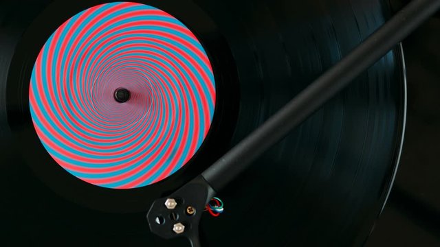  Close up of turntable play vinyl record