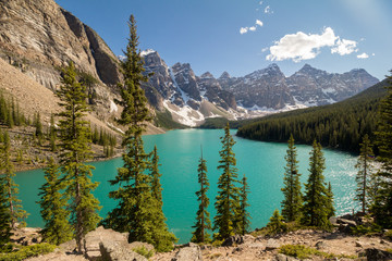 Moraine Lake on Bright, Sunny Day in Banff National Park