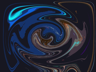 Abstract contrast round spinning rendered oil paint