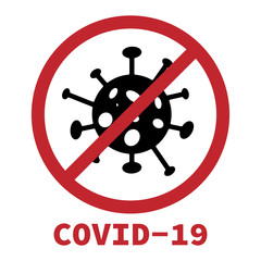 Covid 19 Coronavirus vector icon sign banner. Stop Novel Coronavirus outbreak covid-19 2019-nCoV symptoms in Wuhan China.Travel or vacantion warning with air plane and quarantine with protective mask.