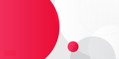 Red flat shape and white fluid blob, grey liquid stain and red geometric form. Set of isolated abstract white spot with gradient or dynamic color. Background for card or template design for flyer.