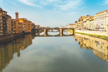 Fototapeta na wymiar Panoramic view of Florence and Ponte Vecchio.