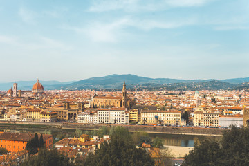 Florence, sunset over the Cathedral from a vantage point of view