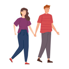 young couple avatar character icon vector illustration design