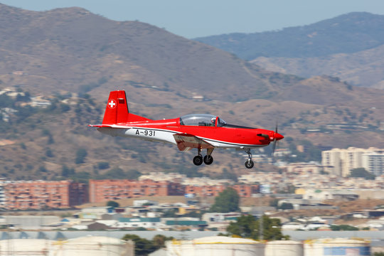 Swiss Army Pilatus PC-7 airplane Malaga airport