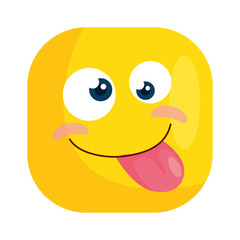 funny square emoticon crazy isolated icon vector illustration design