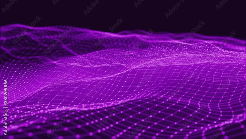 Poster background abstract digital wave and light square particles in organic motion. wave of particles and