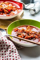 Traditional ukrainian beetroot soup borscht