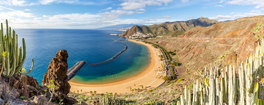 Canary Islands Tenerife Beach Teresitas Sea Travel Traveling Panorama Atlantic Ocean