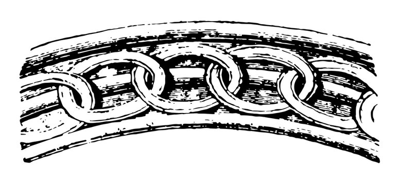 Chain Moulding , transitional,  vintage engraving.