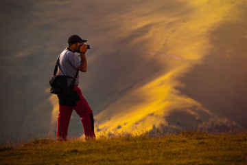 Mountain landscape hiker photographer