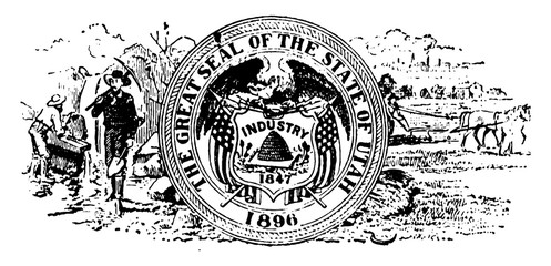 Seal of the state of Utah, 1904, vintage illustration - obrazy, fototapety, plakaty
