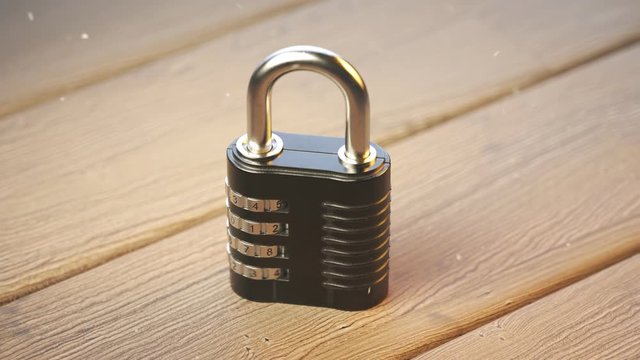 Opening combination padlock. Get access if you know the password. Safety. 4KHD