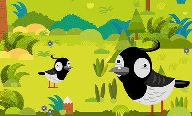 Naklejka premium cartoon scene with different european animals in the forest illustration