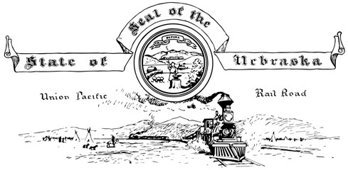 The United States seal of Nebraska, vintage illustration