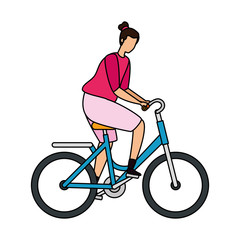 beautiful woman in bike avatar character vector illustration design