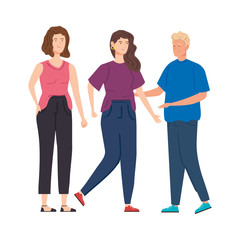 Fototapeta premium group beautiful women and man avatar characters vector illustration design