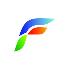 Colorful letter f logo design vector