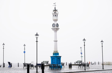 Lamp post and clock tower victorian style at maritime custom quay greenock inverclyde coast sea ocean uk