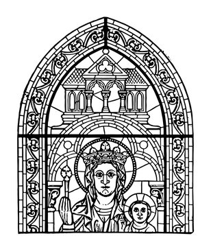 stained glass window of religious figures clip art preview