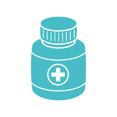 Medical pill bottle flat icon isolated