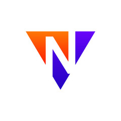 Letter n in triangle logo design
