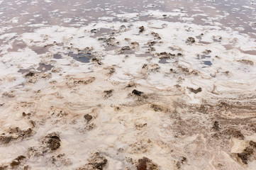 Unusual waves of clay on the shore of the salt lake Sasyk-Sivash.