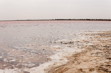 A shallow bank of clay on the salt lake Sasyk-Sivash.