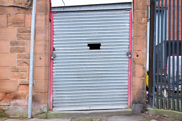 Roller shutter door closed business garage entrance door