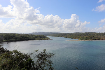 Ancient artillery fort on the Caribbean, near the Panama Canal, old cannons
