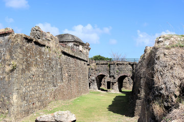 Ancient artillery fort on the Caribbean, near the Panama Canal, old cannons