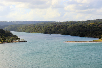 Ancient artillery fort on the Caribbean, near the Panama Canal, old cannons