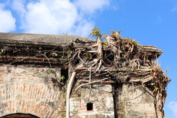 Ancient artillery fort on the Caribbean, near the Panama Canal, old cannons