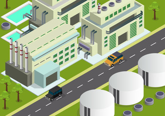 Vector illustration isometric Industrial buildings