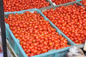 Close up mini tomato in basket