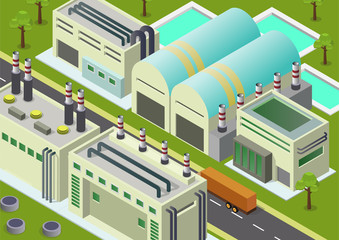 Fototapeta premium Vector illustration isometric Industrial buildings