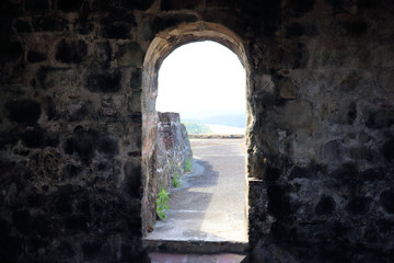 Ancient artillery fort on the Caribbean, near the Panama Canal, old cannons