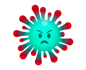 coronavirus icon symbol with a cartoon graphic design style - colorful concept art illustration of the covid 19 pandemic for tips and advices for kids and children