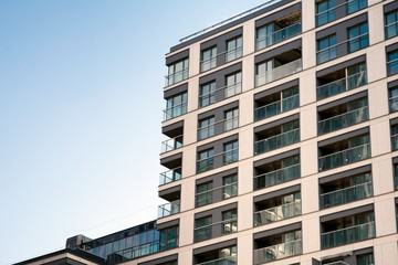 Modern European residential apartment buildings quarter. 
