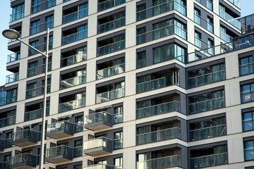 Modern European residential apartment buildings quarter. 