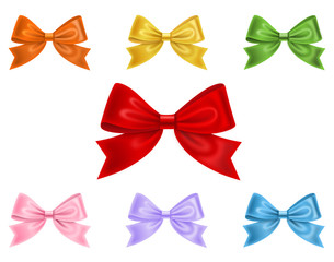Set of colorful bows isolated on white background