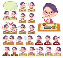 red glasses office women_Meal
