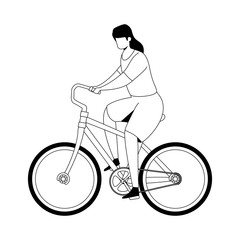 beautiful woman with bike avatar character vector illustration design
