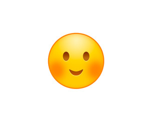 yellow smiley emoji icon with nice smile and cute cheeks isolated in a white background - round happy emoticon