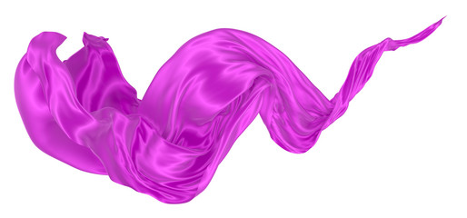 Beautiful flowing fabric of magenta wavy silk or satin. 3d rendering image.