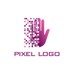 Hand icon design. Pixel logo vector