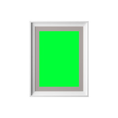 Mockup Photo Frame with Green Screen, isolated with Clear White Background 