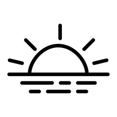 Sunrise on sea illustration. Sunset icon in line style.
